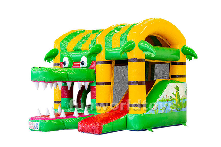 Cheap kids crocodile bounce house slide combo FWZ376