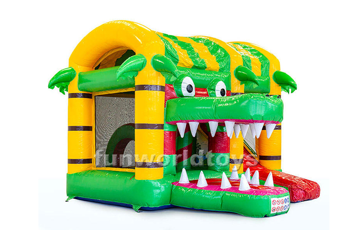 Cheap kids crocodile bounce house slide combo FWZ376