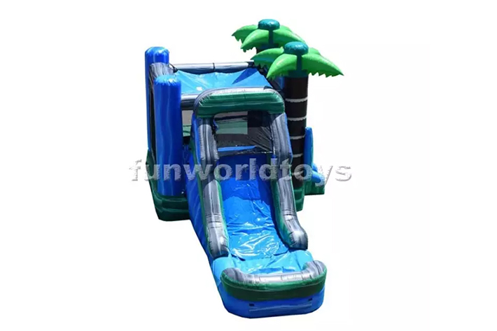 Palm tree water slide bounce house combo FWZ276
