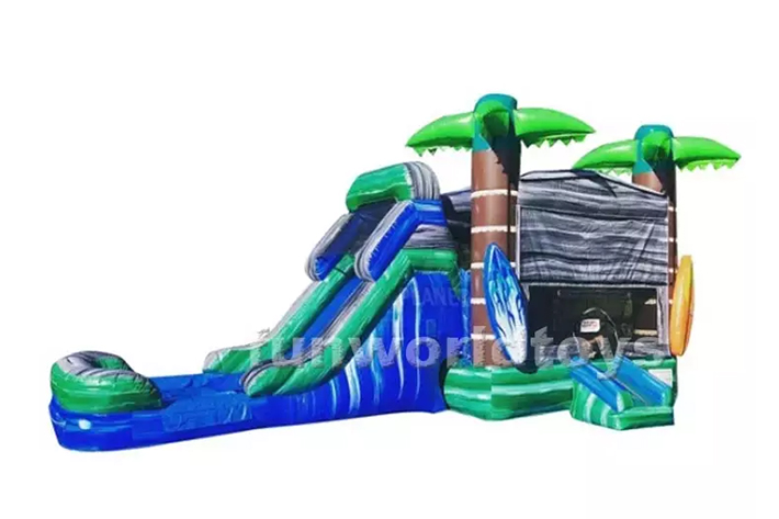 Palm tree water slide bounce house combo FWZ276