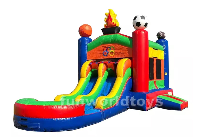Inflatable Dual Lane Sports Water Slide Combo FWZ425