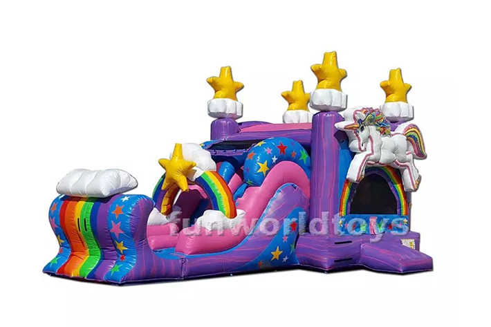 Attractive tropical inflatable castle and slide combo FWZ270