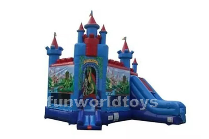 Inflatable Brave Knight Double Lane dry combo bounce house FWZ288