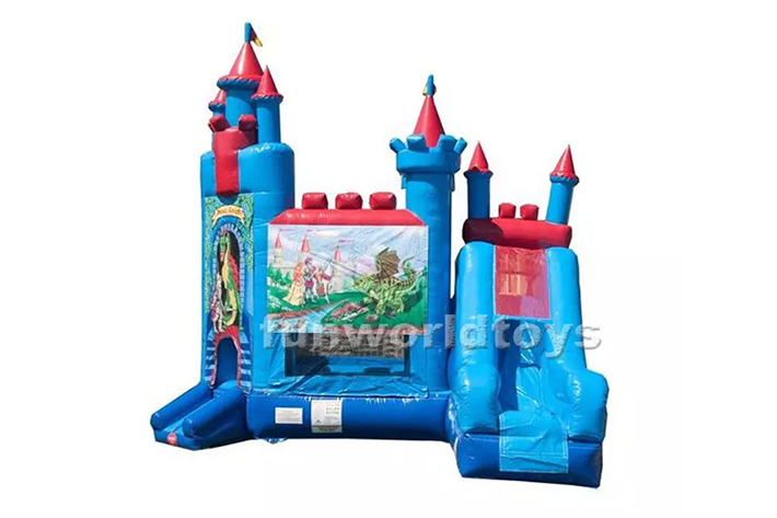Inflatable Brave Knight Double Lane dry combo bounce house FWZ288