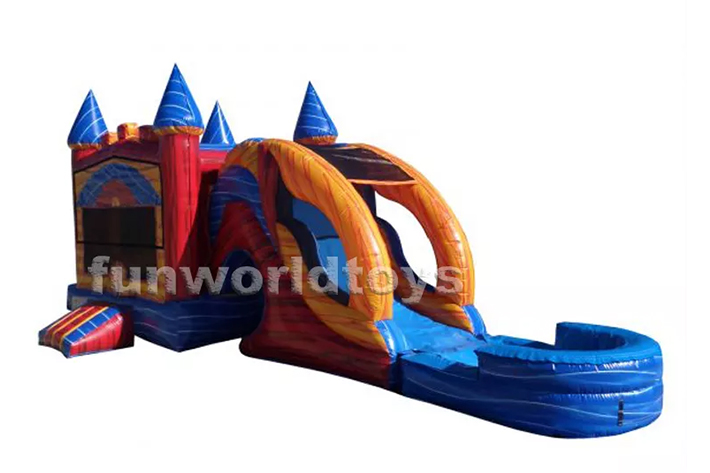 Hot inflatable bounce house with dry wet slide FWZ308