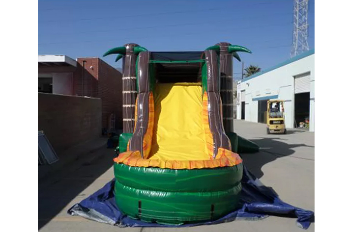Inflatable Palm tree marble bounce house with dry wet slide FWZ306