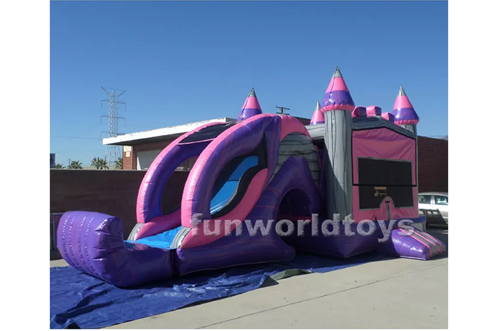Purple inflatable Marble bounce house with slide FWZ302