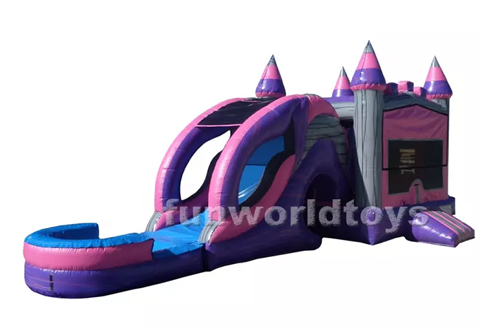 Purple inflatable Marble bounce house with slide FWZ302
