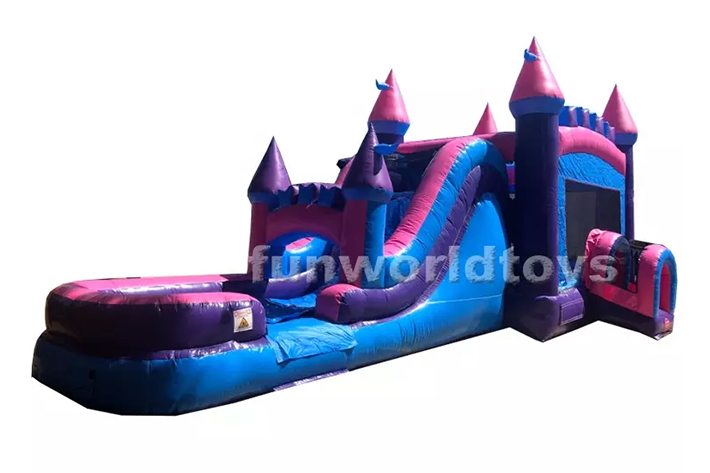 Pink Blue bounce house with slide FWZ324
