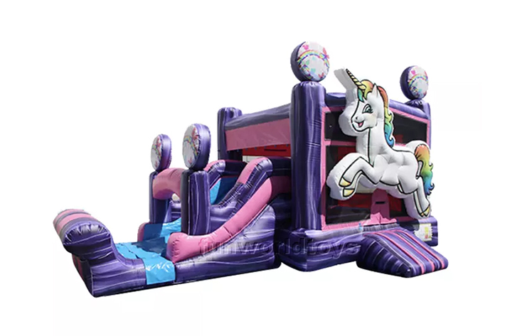 Unicorn bounce house with dry slide FWZ329