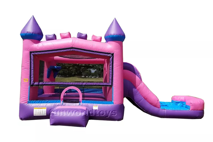 Multi Pink theme girls inflatable bounce house water slide  FWZ347