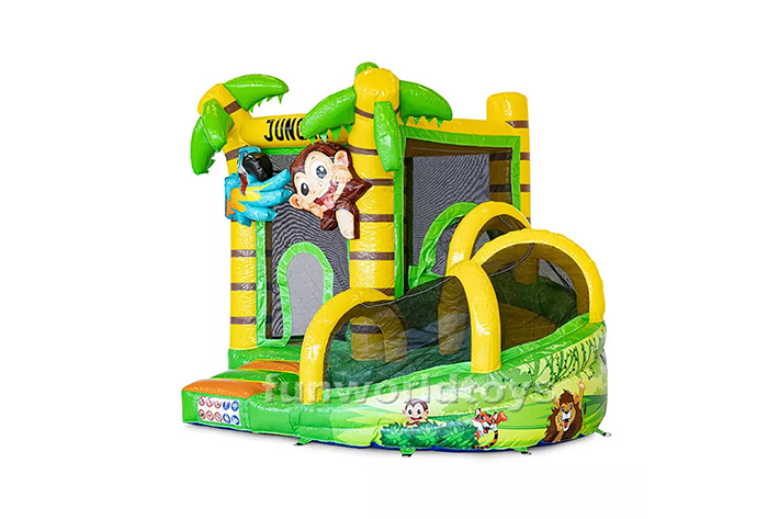 Indoor jungle bouncy house inflatable castle with slide FWZ342