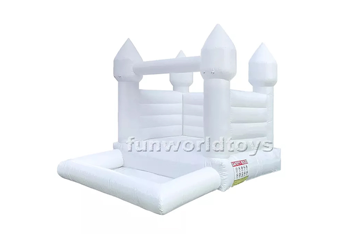 White wedding bounce house with slide FWW24