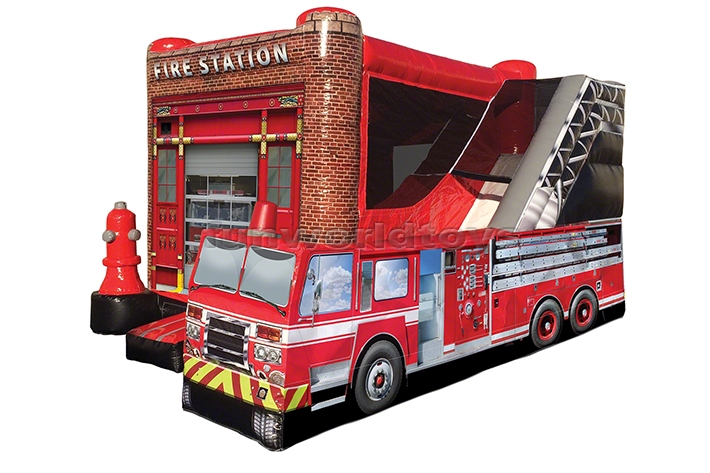 Inflatable Fire Station Bounce House With Water Slide FWZ365