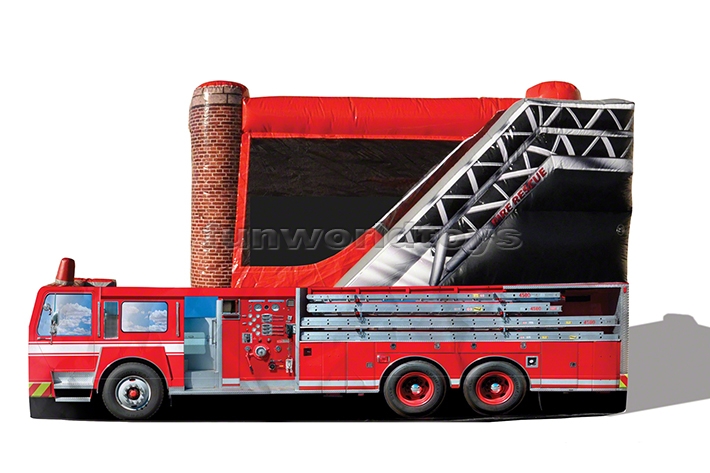Inflatable Fire Station Bounce House With Water Slide FWZ365