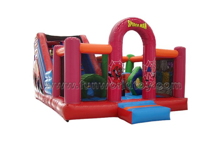 Inflatable Spiderman Bounce House With Slide FWF123
