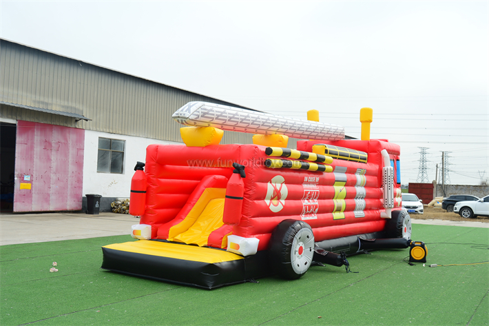 Inflatable Fire Truck Obstacle Course FWP196