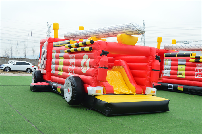 Inflatable Fire Truck Obstacle Course FWP196