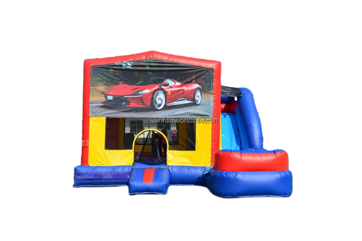 Red Yellow and Blue Bounce House With Slide FWZ403