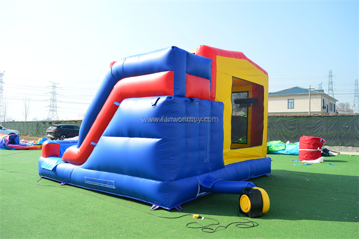 Red Yellow and Blue Bounce House With Slide FWZ403
