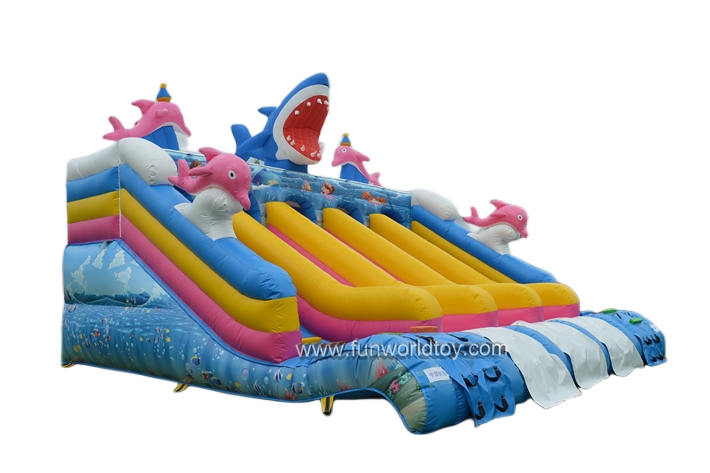 Inflatable Three Lane Shark Slide FWS410