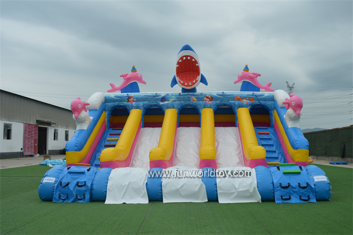 Inflatable Three Lane Shark Slide FWS410