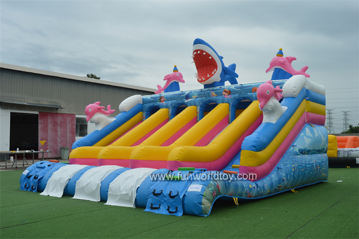 Inflatable Three Lane Shark Slide FWS410