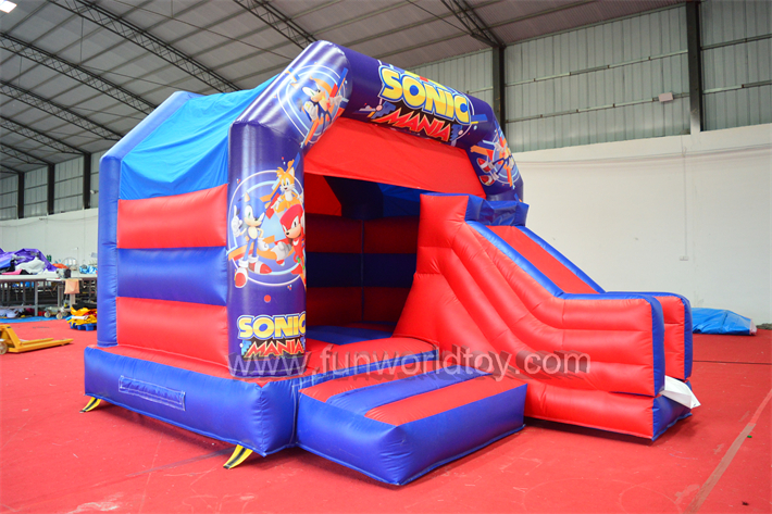 Inflatable Sonic Bouncy Castle With Slide FWZ437-Fun World Inflatables