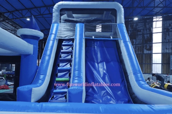 Inflatable Blue Bouncer Castle With Slide FWZ457