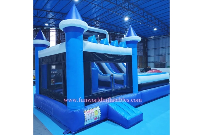 Inflatable Blue Bouncer Castle With Slide FWZ457