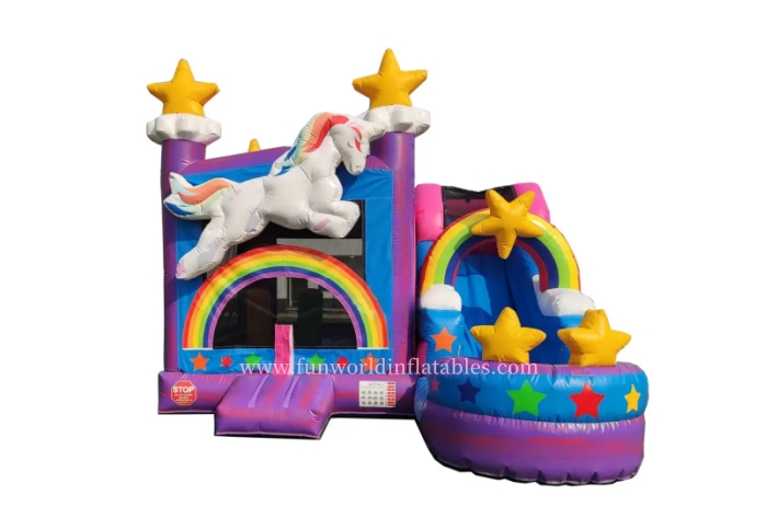 Unicorn Star Bounce House With Slide FWZ459