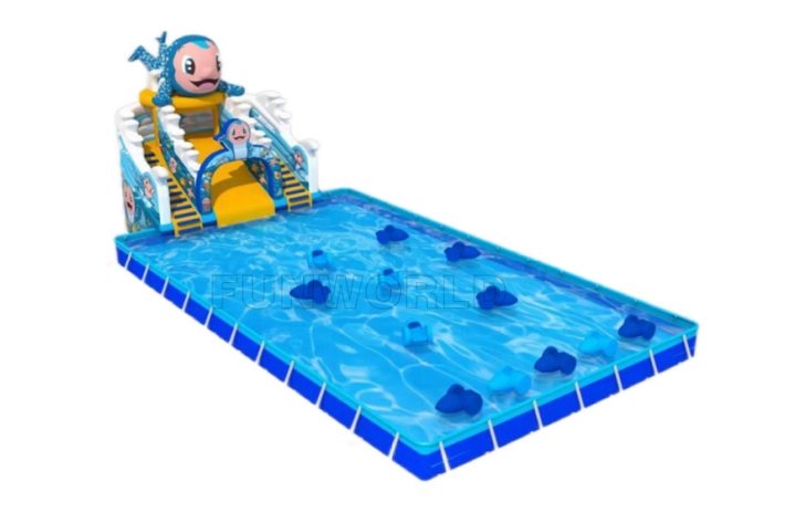 Clownfish Theme Water Slide With Pool FWND69